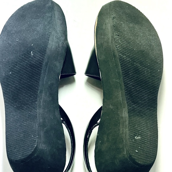 Kenneth Cole Reaction Shine Light Sandals Slingback Wedge Black Sz 8 - Picture 6 of 10